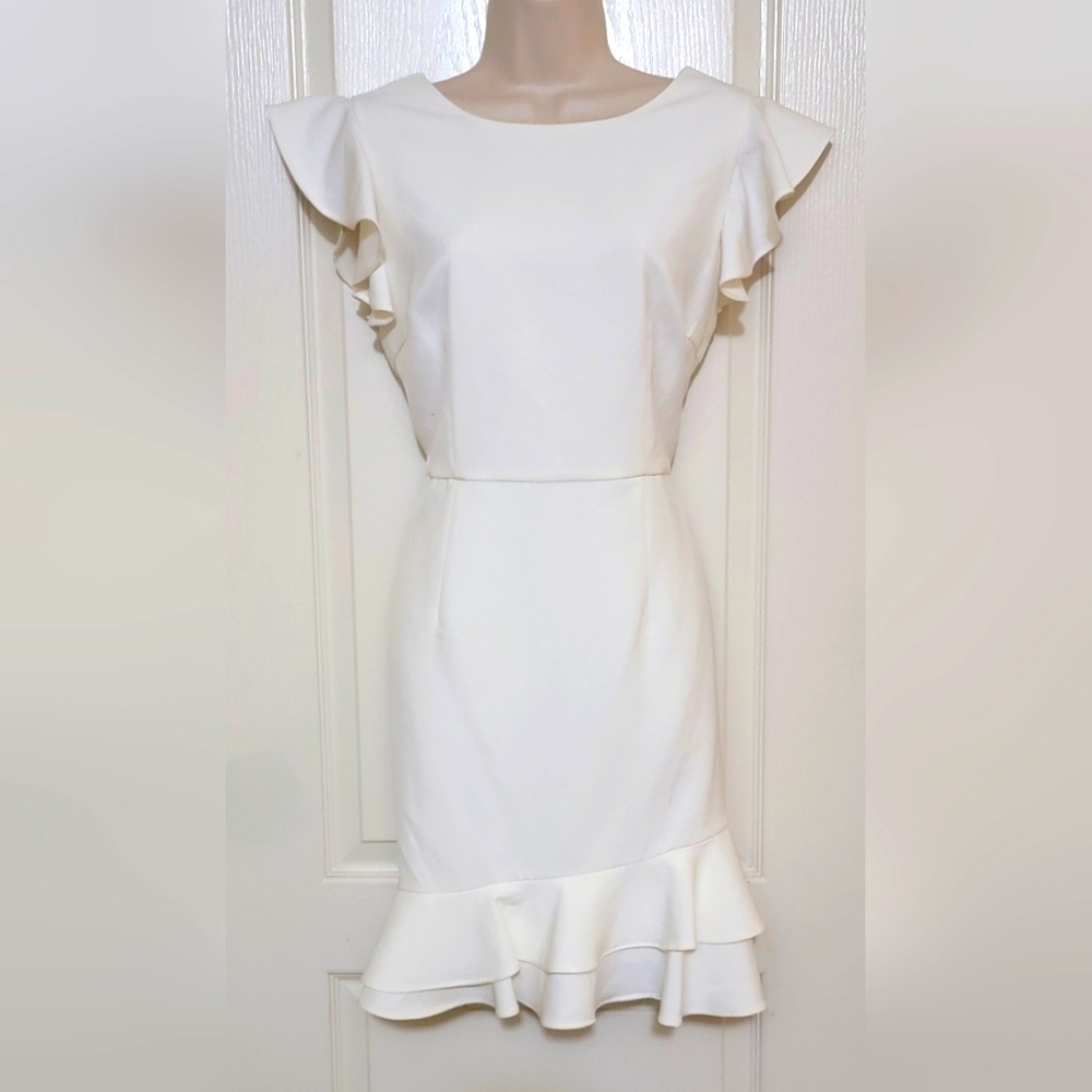 TCEC Cream Ruffle Sleeve Mini Dress